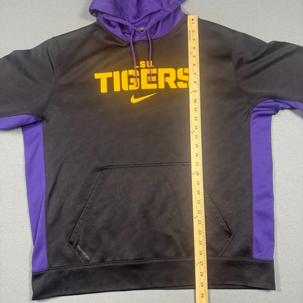 Nike LSU Tigers Therma-FIT Hoodie Mens XL Black Purple Colorblock Sweatshirt